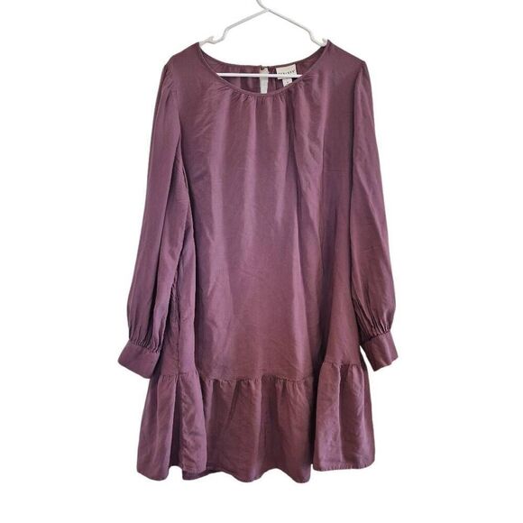 Ava & Viv Women's Mauve Rayon Long Sleeve Baby Doll Dress w Pockets - Picture 6 of 10